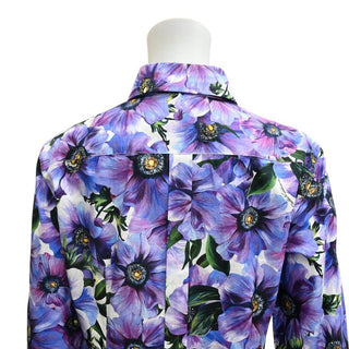 DOLCE & GABBANA | Purple Anemone Floral Button-Down Blouse