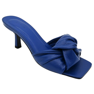 BY FAR | Lana Deep Blue Grained Leather Mules