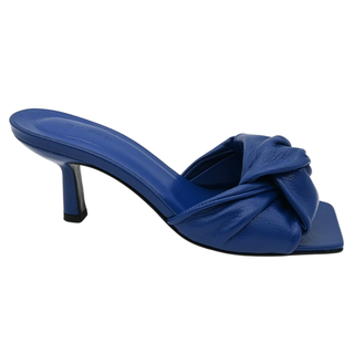 BY FAR | Lana Deep Blue Grained Leather Mules