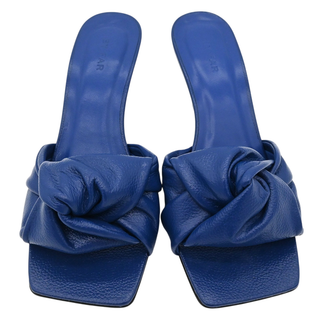 BY FAR | Lana Deep Blue Grained Leather Mules