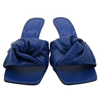 BY FAR | Lana Deep Blue Grained Leather Mules