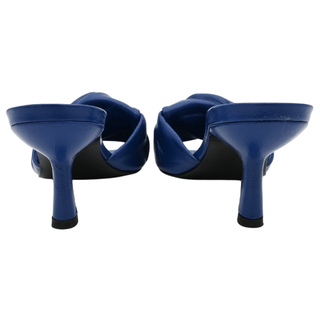 BY FAR | Lana Deep Blue Grained Leather Mules