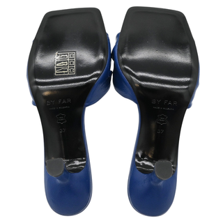 BY FAR | Lana Deep Blue Grained Leather Mules