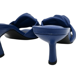 BY FAR | Lana Deep Blue Grained Leather Mules