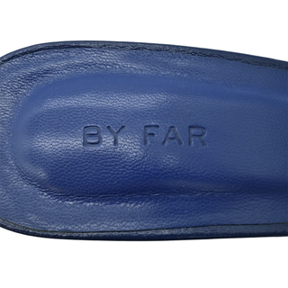 BY FAR | Lana Deep Blue Grained Leather Mules