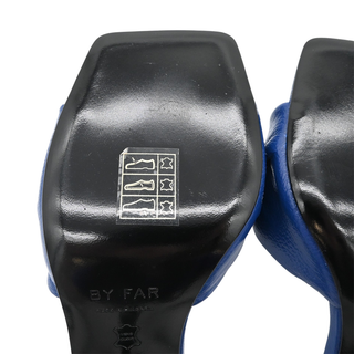 BY FAR | Lana Deep Blue Grained Leather Mules