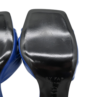 BY FAR | Lana Deep Blue Grained Leather Mules