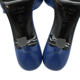BY FAR | Lana Deep Blue Grained Leather Mules