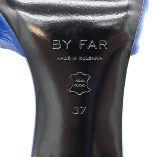BY FAR | Lana Deep Blue Grained Leather Mules