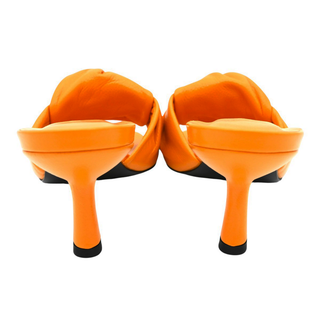 BY FAR | Lana Orange Grained Leather Mules