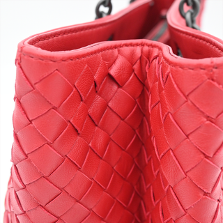 BOTTEGA VENETA | Red Intrecciato Nappa Chain Tote Bag