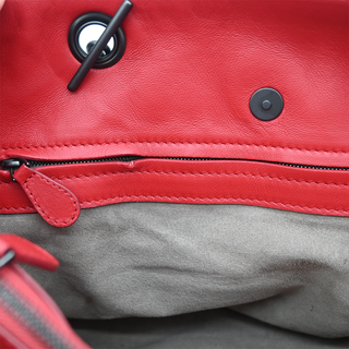 BOTTEGA VENETA | Red Intrecciato Nappa Chain Tote Bag