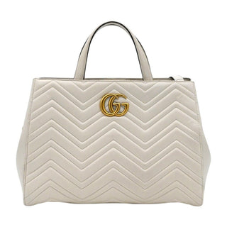 GUCCI | Ivory Leather Matelasse GG Marmont Top Handle Bag