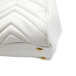 GUCCI | Ivory Leather Matelasse GG Marmont Top Handle Bag