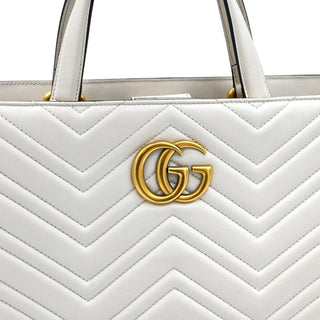 GUCCI | Ivory Leather Matelasse GG Marmont Top Handle Bag