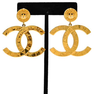CHANEL | Large CC Button Drop Earrings