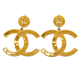 CHANEL | Large CC Button Drop Earrings