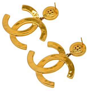 CHANEL | Large CC Button Drop Earrings