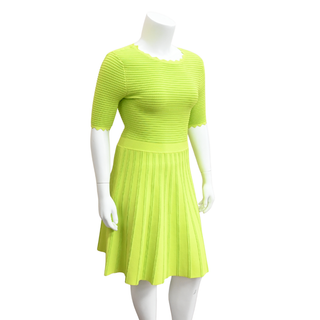 LELA ROSE | Lime Textured Knit Dress