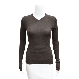 KHAITE | Tania Brown Ribbed Knit Top