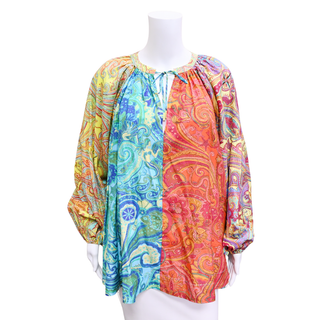ALEMAIS | Ceto Spliced Patchwork Silk-Blend Blouse