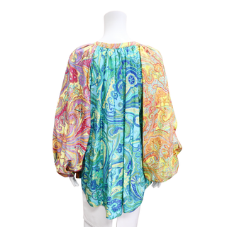 ALEMAIS | Ceto Spliced Patchwork Silk-Blend Blouse