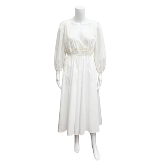 Kathleen Optic White Poplin Midi Dress