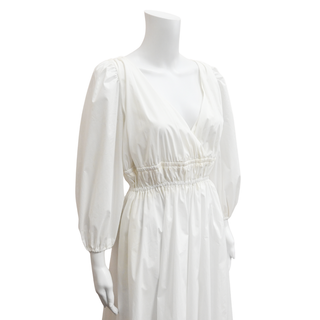 Kathleen Optic White Poplin Midi Dress