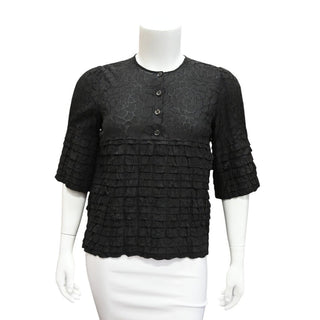 CHANEL | Black Floral Ruffled Blouse