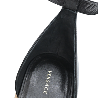 VERSACE | Medusa Studded Black Espadrilles Wedges