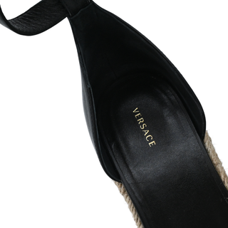 VERSACE | Medusa Studded Black Espadrilles Wedges