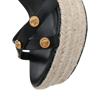 VERSACE | Medusa Studded Black Espadrilles Wedges