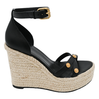 VERSACE | Medusa Studded Black Espadrilles Wedges