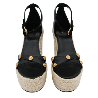 VERSACE | Medusa Studded Black Espadrilles Wedges