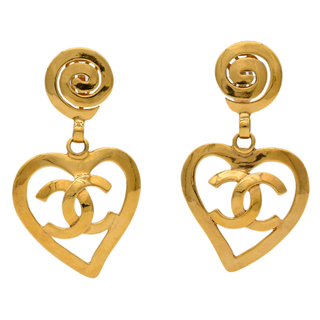 CHANEL | CC Heart Dangle Clip-On Earrings
