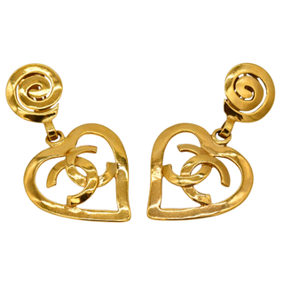 CHANEL | CC Heart Dangle Clip-On Earrings