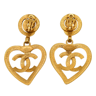 CHANEL | CC Heart Dangle Clip-On Earrings