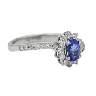 &nbsp; | White Gold Diamond Halo Tanzanite Ring