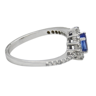 &nbsp; | White Gold Diamond Halo Tanzanite Ring