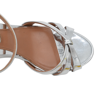 AQUAZZURA | Tati Silver Metallic Wedge Sandals