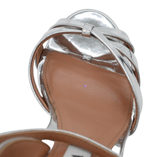 AQUAZZURA | Tati Silver Metallic Wedge Sandals