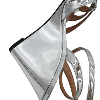 AQUAZZURA | Tati Silver Metallic Wedge Sandals