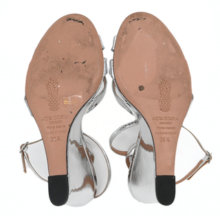 AQUAZZURA | Tati Silver Metallic Wedge Sandals