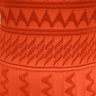 CAROLINA HERRERA | Red Pointelle Knit Midi Dress