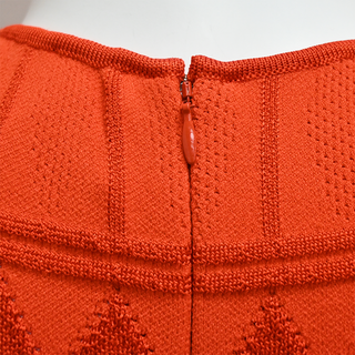 CAROLINA HERRERA | Red Pointelle Knit Midi Dress