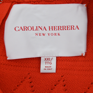CAROLINA HERRERA | Red Pointelle Knit Midi Dress