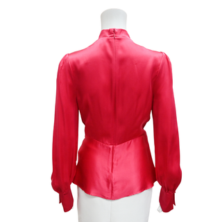 JONATHAN SIMKHAI | Magenta Twist Front Silk Blouse
