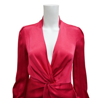 JONATHAN SIMKHAI | Magenta Twist Front Silk Blouse