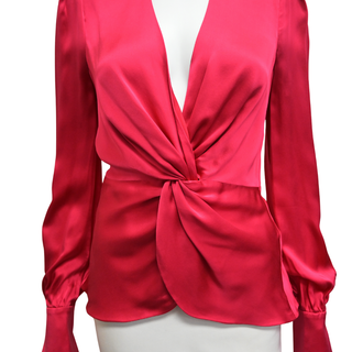 JONATHAN SIMKHAI | Magenta Twist Front Silk Blouse