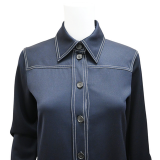 CELINE | Navy Blue Midi Shirt Dress